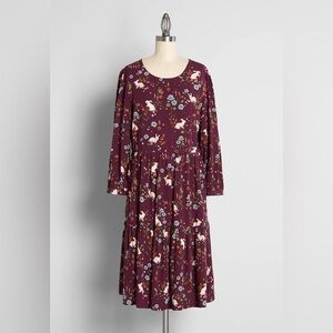 ModCloth x Princess Highway Befitting Bunnies Tiered Dress - Red - AUS 6 / US 2